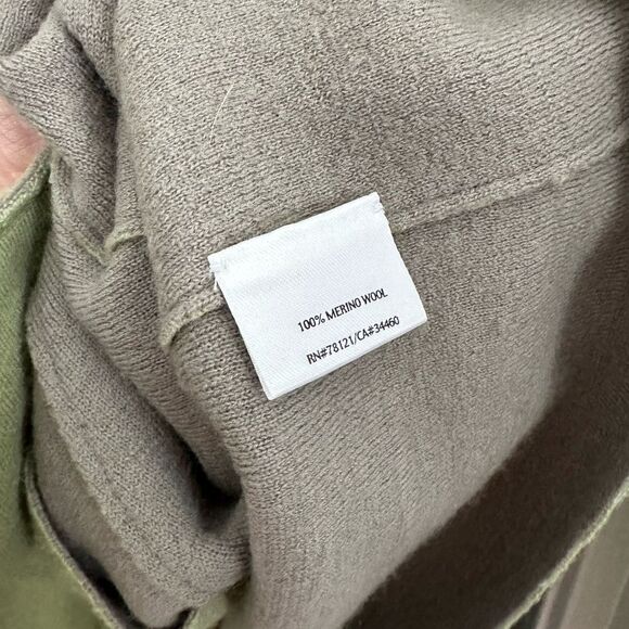 EILEEN FISHER | Merino Wool Doubleknit Button Front Cardigan Green Gray | M - Picture 10 of 11